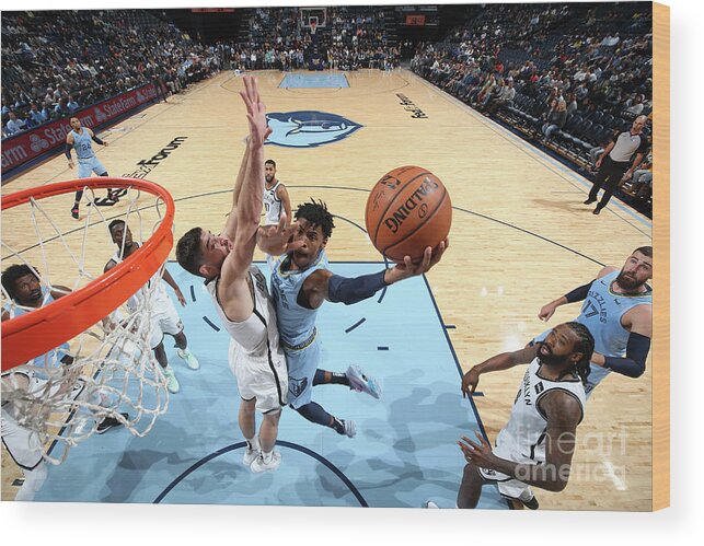 Nba Pro Basketball Wood Print featuring the photograph Brooklyn Nets V Memphis Grizzlies by Joe Murphy