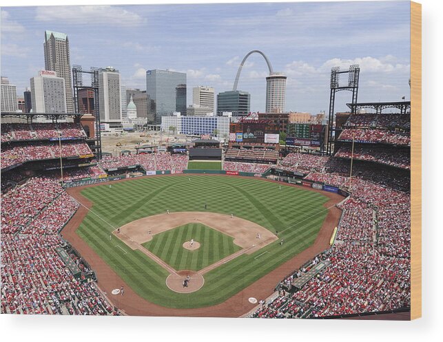 St. Louis Cardinals Wood Print featuring the photograph Cincinnati Reds V. St. Louis Cardinals by Ron Vesely