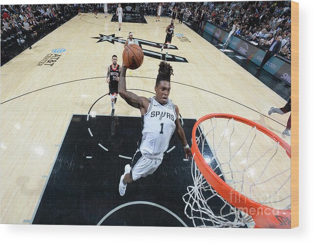 Lonnie Walker Iv Wood Print featuring the photograph Houston Rockets V San Antonio Spurs by Logan Riely