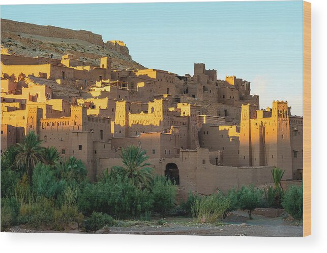 Adobe Wood Print featuring the photograph Ksar Of Ait Ben Haddou (ait Benhaddou) At Sunset, Ouarzazate Province, Morocco #3 by Cavan Images