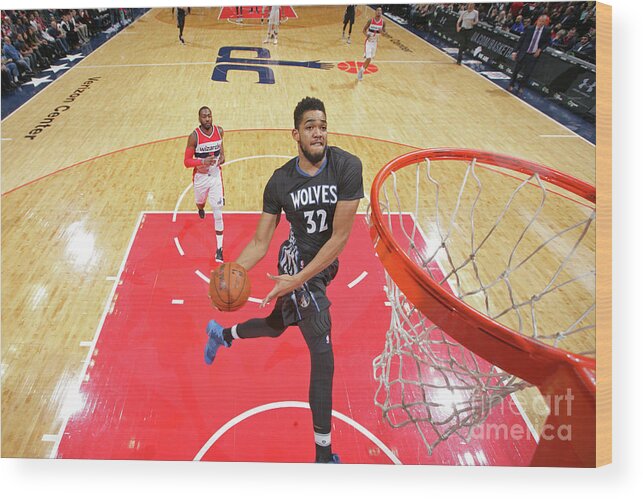 Karl-anthony Towns Wood Print featuring the photograph Minnesota Timberwolves V Washington #3 by Ned Dishman