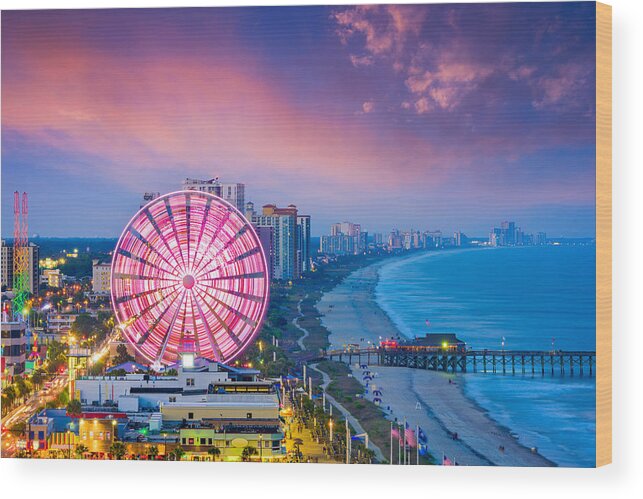 Landscape Wood Print featuring the photograph Myrtle Beach, South Carolina, Usa City #3 by Sean Pavone