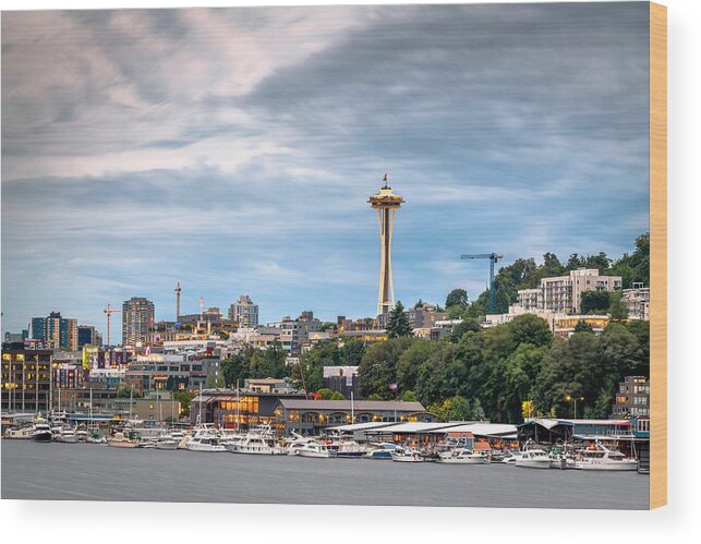 Landscape Wood Print featuring the photograph Seattle, Washington, Usa Skyline #3 by Sean Pavone