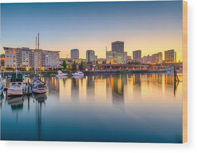 Landscape Wood Print featuring the photograph Tacoma, Washington, Usa Downtown #3 by Sean Pavone