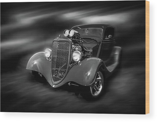 Ford Wood Print featuring the photograph 30s Ford Coupe out of the dark by Carl H Payne