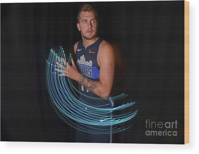 Luka Doncic Wood Print featuring the photograph 2018 Nba Rookie Photo Shoot #36 by Brian Babineau