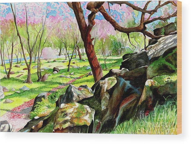 Griffith Quarry Park Wood Print featuring the painting #378 Griffith Quarry Park #378 by William Lum