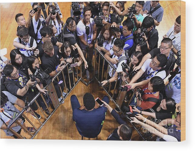 Karl-anthony Towns Wood Print featuring the photograph 2017 Nba Global Games - China by David Dow
