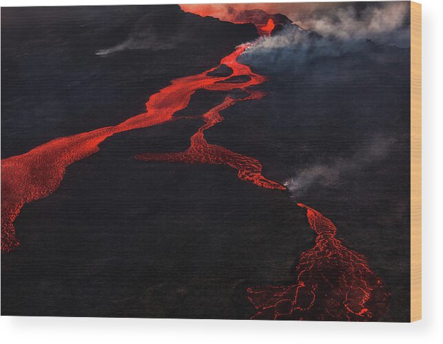 Extreme Terrain Wood Print featuring the photograph Eruption, Holuhraun, Bardarbunga #4 by Arctic-images