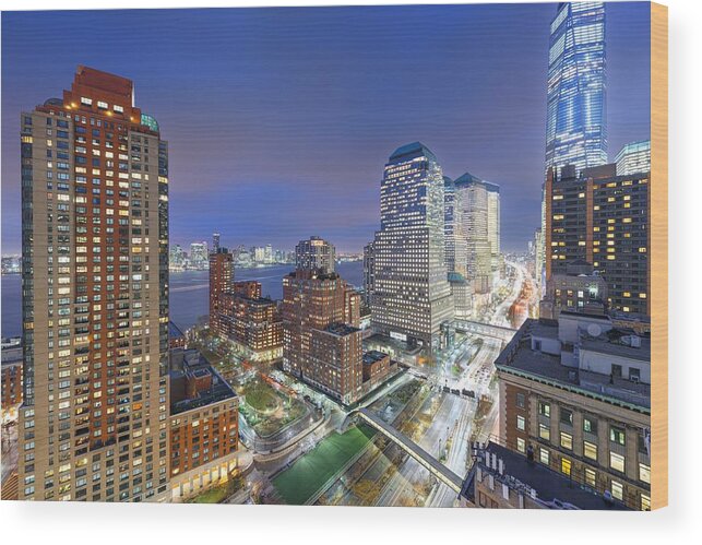 Cityscape Wood Print featuring the photograph New York, New York, Usa Financial #4 by Sean Pavone