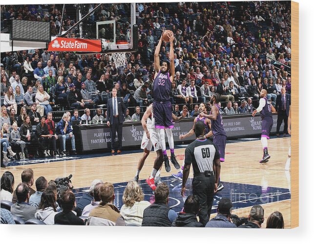 Karl-anthony Towns Wood Print featuring the photograph Portland Trail Blazers V Minnesota #4 by David Sherman