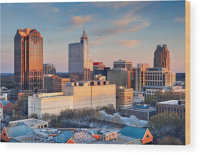 Cityscape Wood Print featuring the photograph Raleigh, North Carolina, Usa Downtown #4 by Sean Pavone