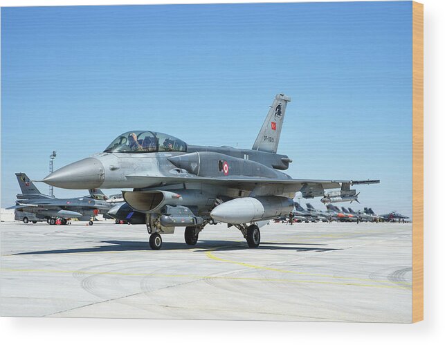 Turkey Wood Print featuring the photograph Turkish Air Force F-16d Fighting Falcon #4 by Daniele Faccioli