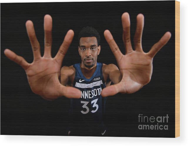 Josh Okogie Wood Print featuring the photograph 2018 Nba Rookie Photo Shoot #46 by Brian Babineau