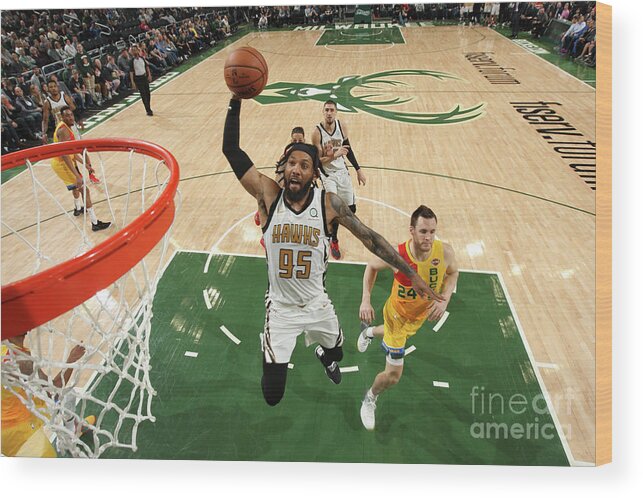 Nba Pro Basketball Wood Print featuring the photograph Atlanta Hawks V Milwaukee Bucks by Gary Dineen