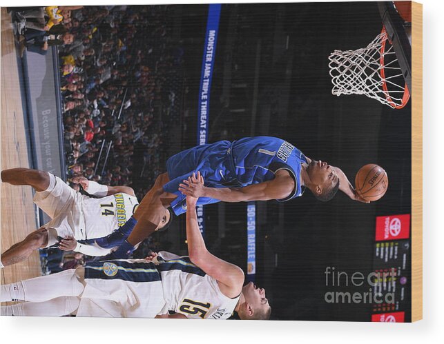 Nba Pro Basketball Wood Print featuring the photograph Dallas Mavericks V Denver Nuggets by Garrett Ellwood