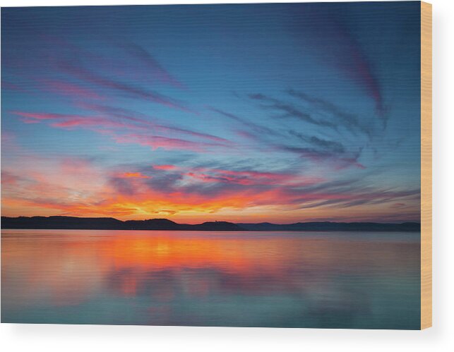 Scenics Wood Print featuring the photograph Sunset Over Water #5 by Focusstock