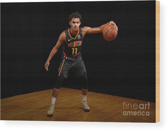 Trae Young Wood Print featuring the photograph 2018 Nba Rookie Photo Shoot by Brian Babineau