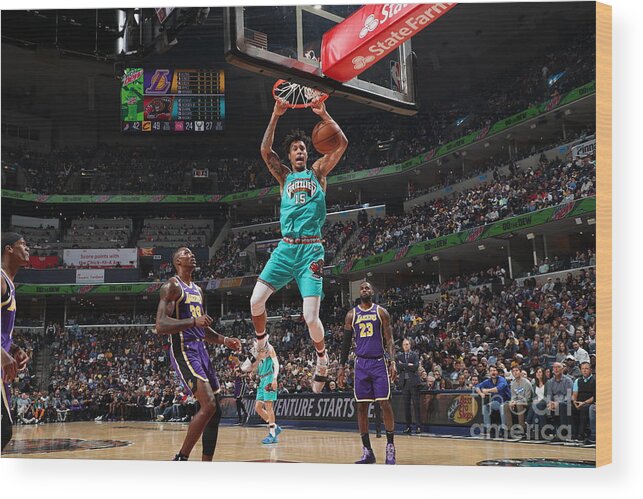 Nba Pro Basketball Wood Print featuring the photograph Los Angeles Lakers V Memphis Grizzlies by Joe Murphy