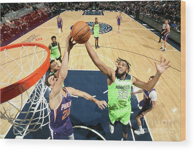 Nba Pro Basketball Wood Print featuring the photograph Phoenix Suns V Minnesota Timberwolves by David Sherman