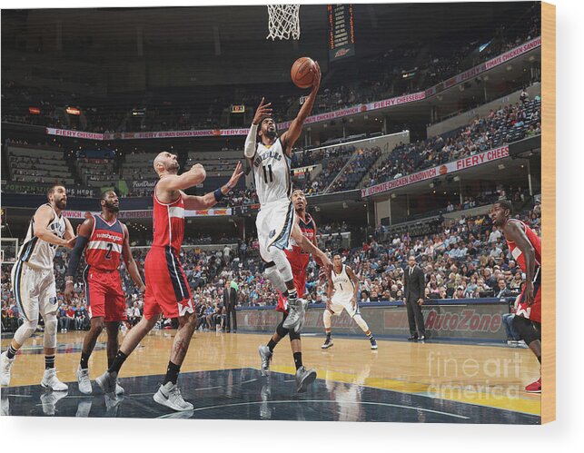 Mike Conley Wood Print featuring the photograph Washington Wizards V Memphis Grizzlies by Joe Murphy