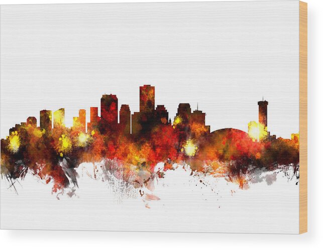 New Orleans Wood Print featuring the digital art New Orleans Louisiana Skyline #7 by Michael Tompsett