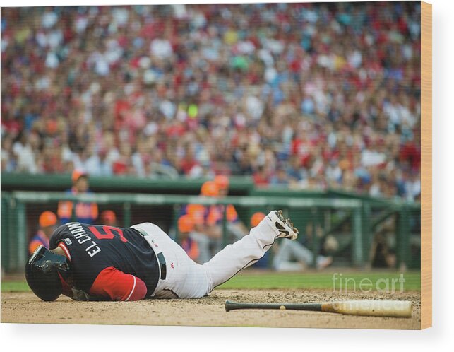 People Wood Print featuring the photograph New York Mets V Washington Nationals by Patrick Mcdermott