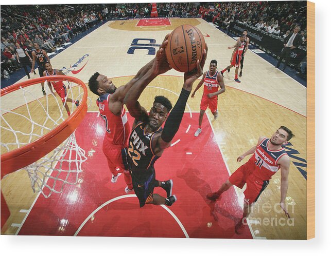 Deandre Ayton Wood Print featuring the photograph Phoenix Suns V Washington Wizards by Ned Dishman
