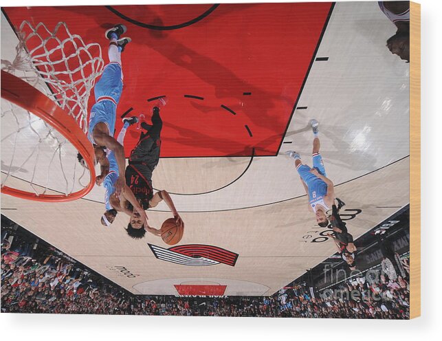 Nba Pro Basketball Wood Print featuring the photograph Sacramento Kings V Portland Trail by Sam Forencich