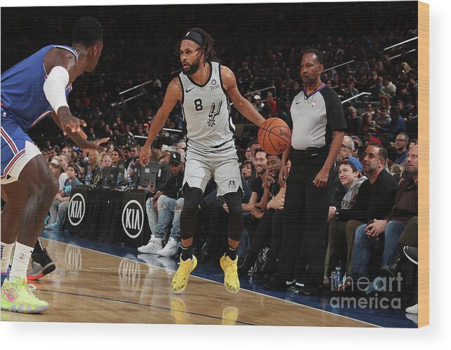 Patty Mills Wood Print featuring the photograph San Antonio Spurs V New York Knicks #7 by Nathaniel S. Butler