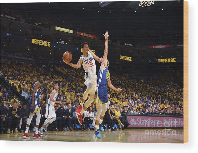 Landry Shamet Wood Print featuring the photograph La Clippers V Golden State Warriors - by Noah Graham
