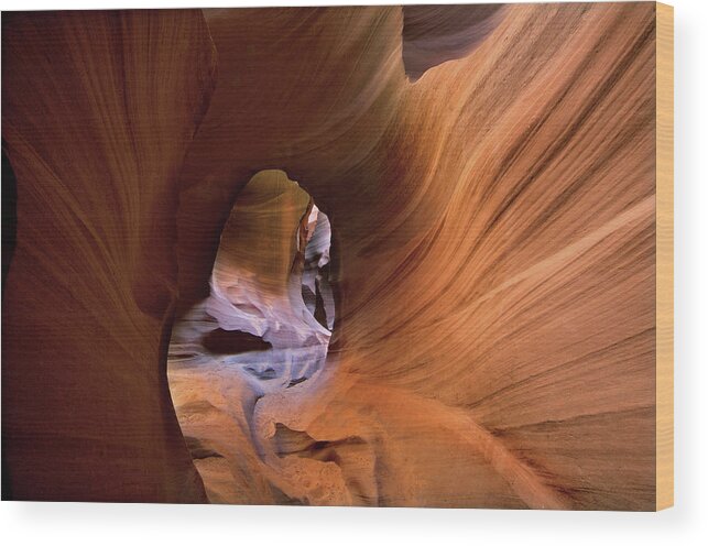 Antelope Canyon Wood Print featuring the photograph Abstract Sandstone Sculptured Canyon #9 by Mitch Diamond