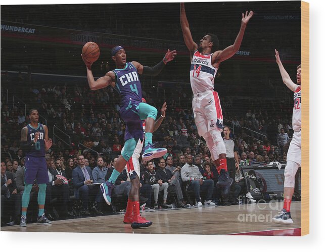 Devonte' Graham Wood Print featuring the photograph Charlotte Hornets V Washington Wizards #9 by Ned Dishman