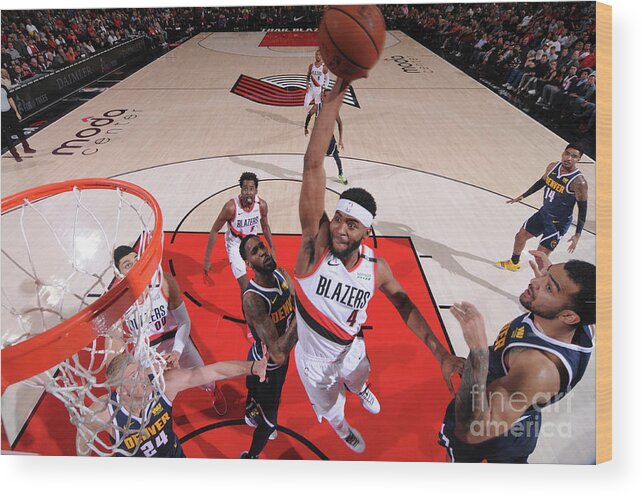 Moe Harkless Wood Print featuring the photograph Denver Nuggets V Portland Trail Blazers by Sam Forencich