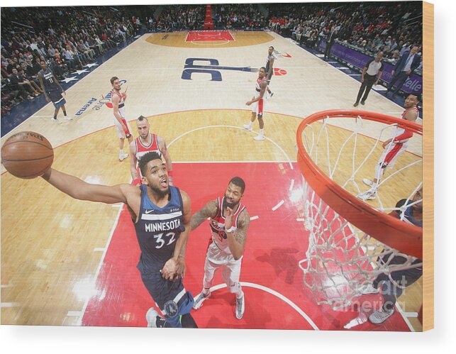 Karl-anthony Towns Wood Print featuring the photograph Minnesota Timberwolves V Washington by Ned Dishman