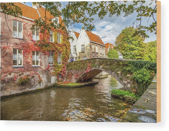 Architecture Wood Print featuring the photograph A bridge in Brugge by W Chris Fooshee