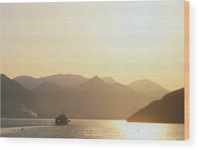 Greece Wood Print featuring the photograph A Ferry Heads Out Into The Ionian Sea by John Elk Iii