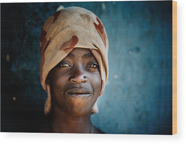 Portrait Wood Print featuring the photograph A Hint Of A Smile by Trevor Cole