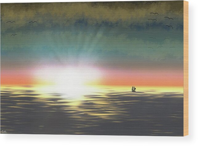 Seascape Wood Print featuring the digital art A New Day by Chance Kafka