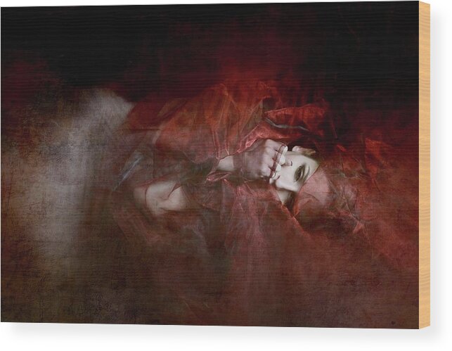 Red Wood Print featuring the photograph A Paused Life by Olga Mest