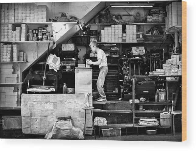 Small Wood Print featuring the photograph A Small Old Printing Shop by Joe B N Leung