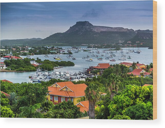 Harbor Wood Print featuring the photograph A Tranquil Harbor In Curacao by Pheasant Run Gallery