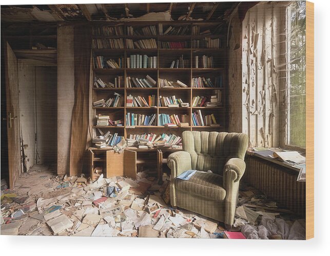 Abandoned Wood Print featuring the photograph Abandoned Reading Room by Roman Robroek