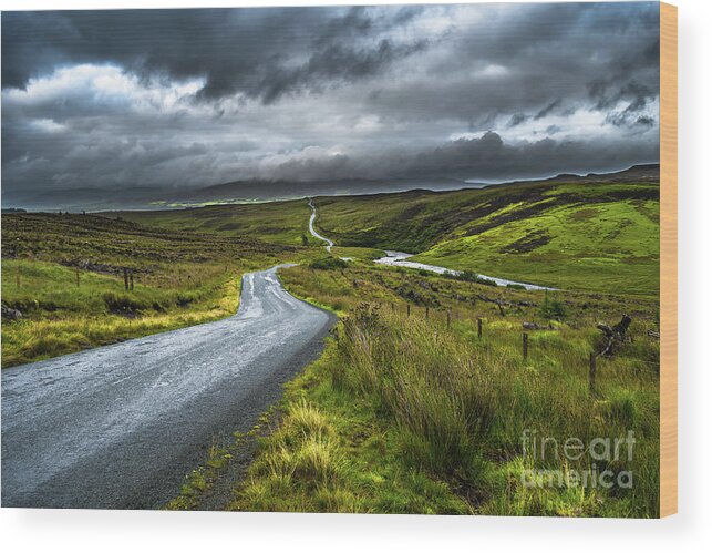 Abandoned Wood Print featuring the photograph Abandoned Single Track Road Through Scenic Hills On The Isle Of Skye In Scotland by Andreas Berthold