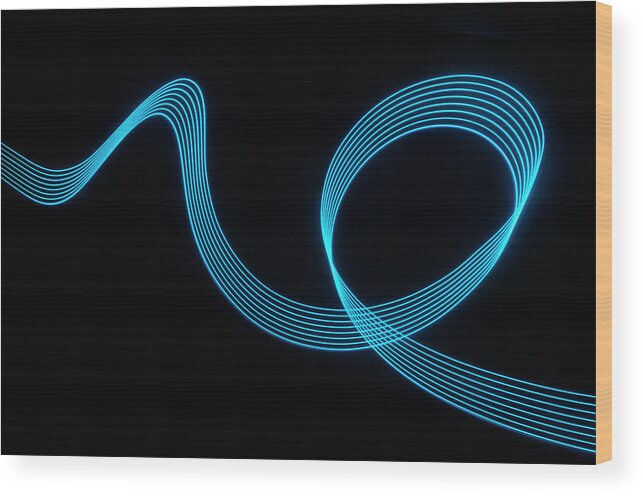 Laser Wood Print featuring the photograph Abstract Coloured Lights Trails And by John Rensten