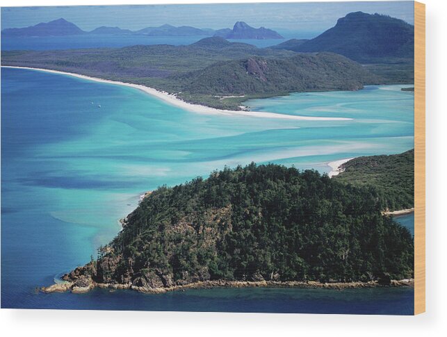 Dramatic Landscape Wood Print featuring the photograph Aerial Of Whitsunday Island, Whitsunday by Holger Leue
