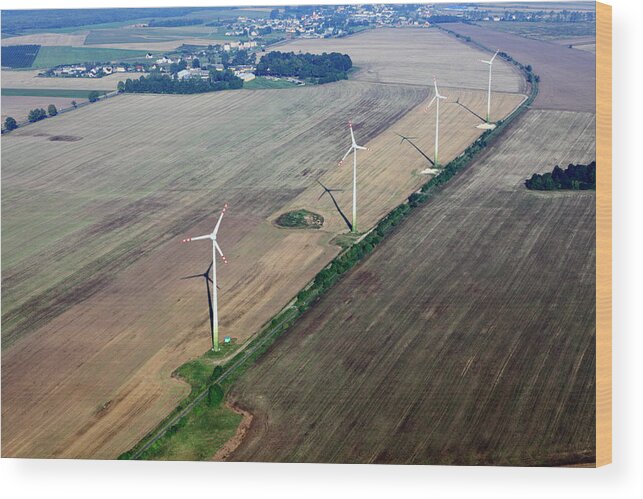 Environmental Conservation Wood Print featuring the photograph Aerial Photo Of Wind Farm by Dariuszpa