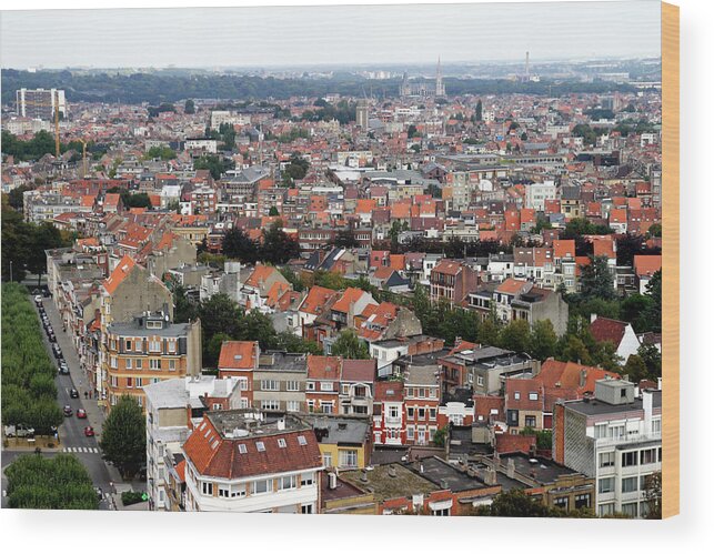 Belgium Wood Print featuring the photograph Aerial View Of Brussels City. Belgium by Ga161076