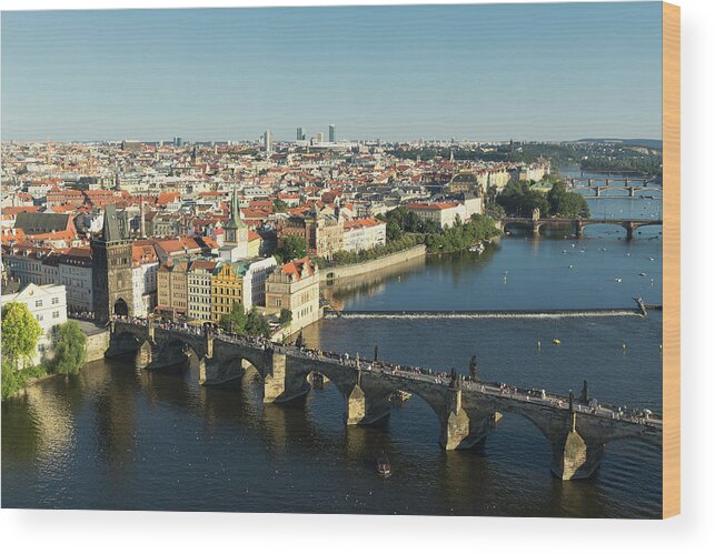 Tranquility Wood Print featuring the photograph Aerial View Of Charles Bridge Over The by Buena Vista Images