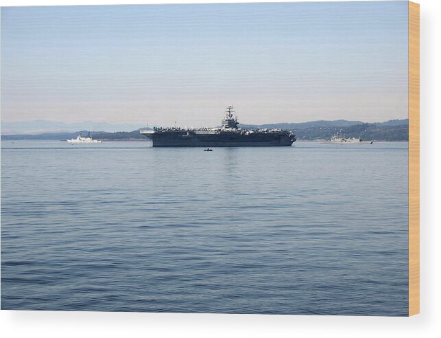 War Wood Print featuring the photograph Aircraft Carrier by Vander
